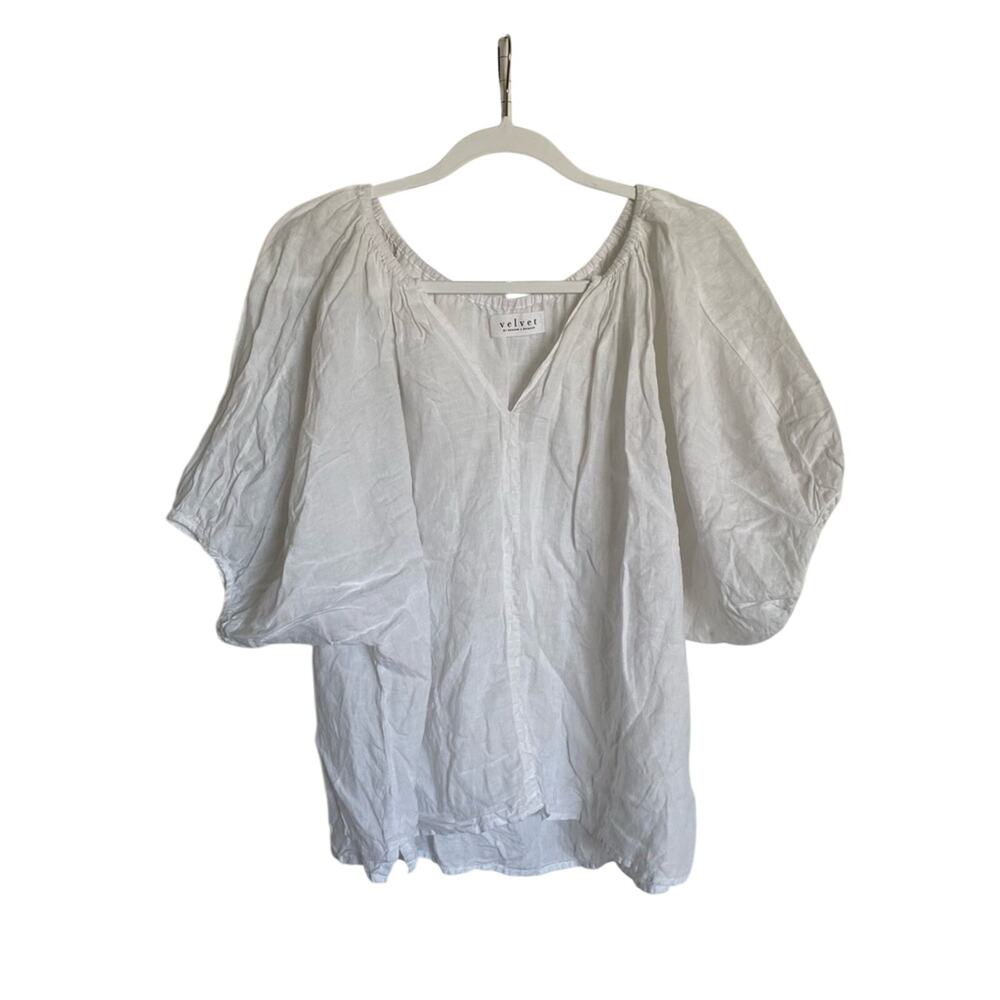 Velvet by Graham and Spencer 100% Linen V-neck Relaxed Oversize Lightweight Top